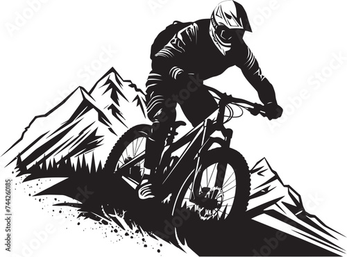 Trail Titan Vector Bike Emblem Slope Surge Black Mountain Biker Graphics