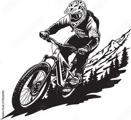 Summit Sprinter Mountain Biker Logo Edge Expedition Iconic Downhill Emblem