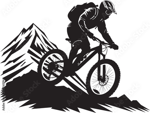 Extreme Expedition Black Downhill Logo Vertigo Venture Iconic Biker Emblem
