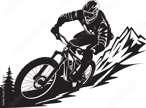 Fototapeta Naklejka Na Ścianę i Meble -  Trailblazer Triumph Black Bike Logo Alpine Ascent Iconic Mountain Biker Graphics