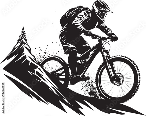 Thrill Rider Downhill Icon Summit Sprinter Vector Biker Emblem