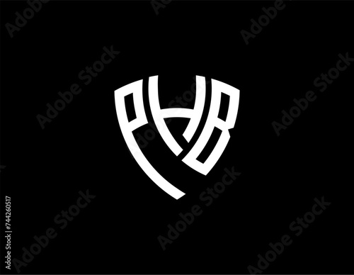 PHB creative letter shield logo design vector icon illustration
