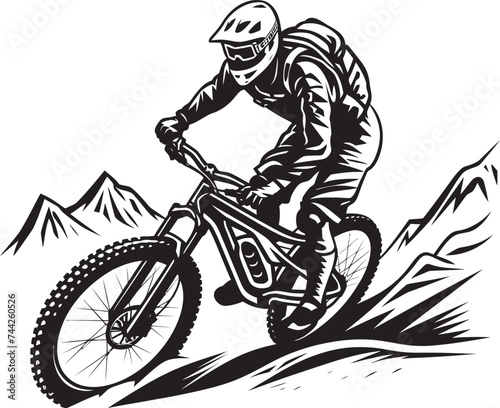 Alpine Ascent Vector Downhill Logo Peak Plunge Black Biker Emblem