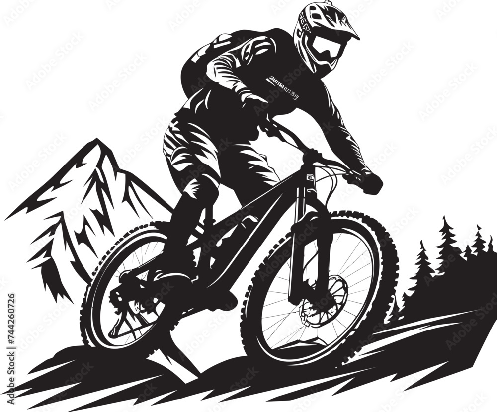 Velocity Vista Vector Biking Logo Adrenaline Rush Black Downhill Biker Icon Velocity Vista Vector Biking Logo Adrenaline Rush Black Downhill Biker Icon