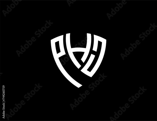 PHJ creative letter shield logo design vector icon illustration