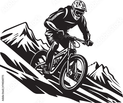 Vertigo Venture Black Downhill Bike Design Rush Rider Iconic Emblem Graphics