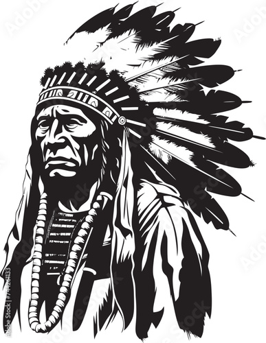 Tableau sur toile Eagles Gaze Black Chief Vector Spiritual Vision Iconic Chief Design