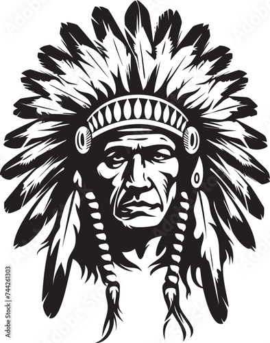 Spirit Leader Black Emblem Design Thunder Guardian Iconic Chief Graphics