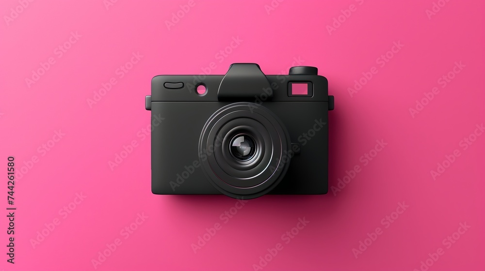 Camera isolated on pink background