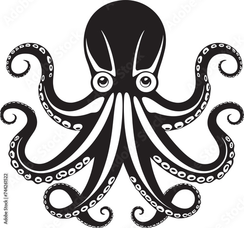 Deep Sea Dominion Black Octopus Design Abyssal Authority Iconic Vector Emblem