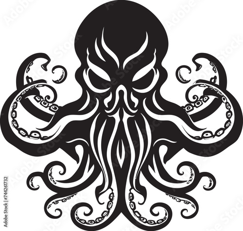 Abyssal Authority Black Logo Icon Tentacle Tactic Octopus Emblem Vector