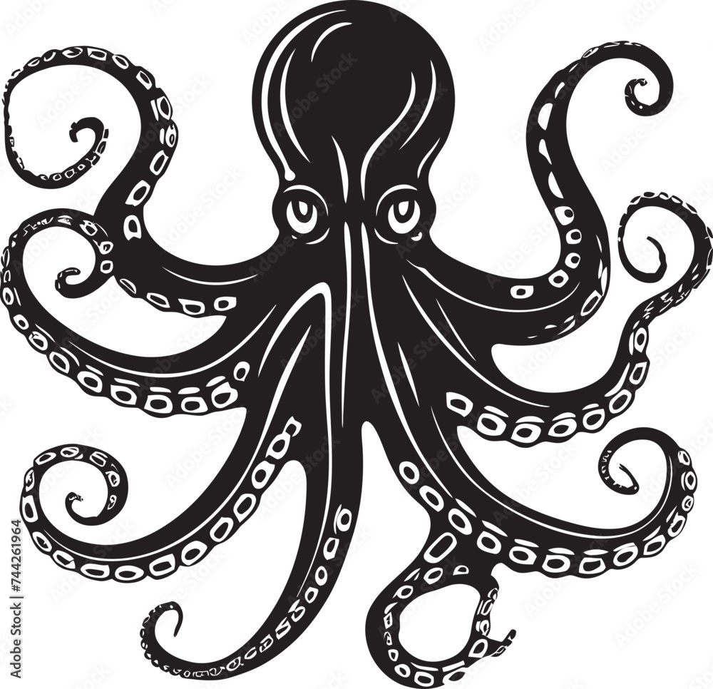 Tide Keeper Black Logo Emblem Abyssal Authority Octopus Icon Vector Tide Keeper Black Logo Emblem Abyssal Authority Octopus Icon Vector