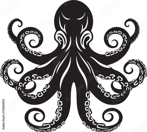 Ink Infusion Octopus Emblem Graphics Subaquatic Sentinel Vector Octopus Design