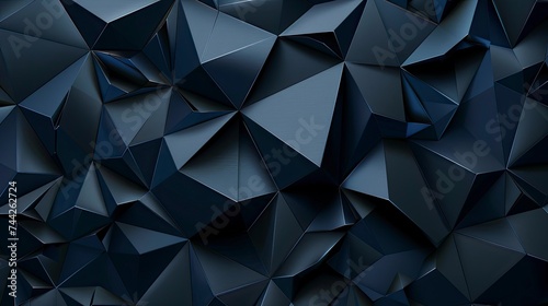 Modern black blue abstract background. Minimal. Color gradient. Dark. Web banner. Geometric shape. 3d effect. Lines stripes triangles. Design. Futuristic. Cut paper or metal effect - generative ai