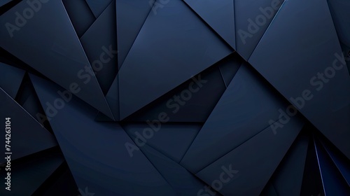 Modern black blue abstract background. Minimal. Color gradient. Dark. Web banner. Geometric shape. 3d effect. Lines stripes triangles. Design. Futuristic. Cut paper or metal effect - generative ai