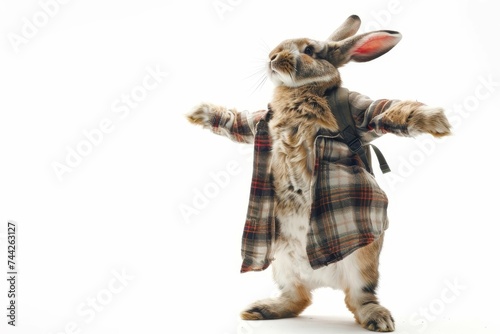 Funny rabbit standing on hind legs Isolated on a white background Adding a playful touch to easter celebrations