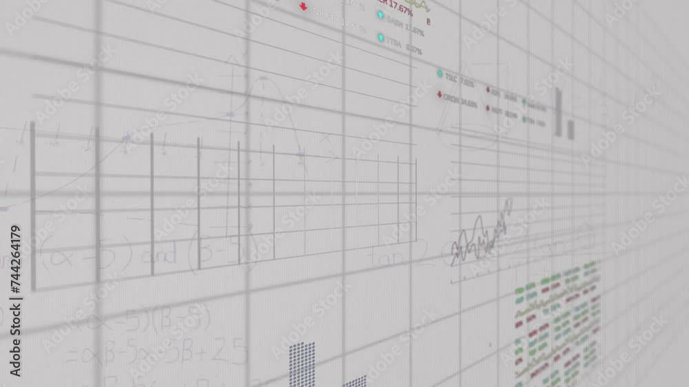 Animation of financial data processing over grey background Animation of financial data processing over grey background