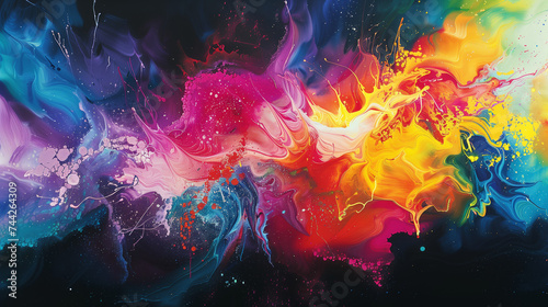 Nebulous Flare: Abstract Color Symphony on Canvas