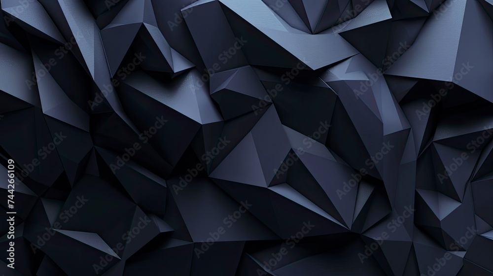 Modern black blue abstract background. Minimal. Color gradient. Dark. Web banner. Geometric shape. 3d effect. Lines stripes triangles. Design. Futuristic. Cut paper or metal effect - generative ai - obrazy, fototapety, plakaty 