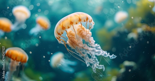 The Graceful Dance of Jellyfish in the Clarity of Underwater Realms