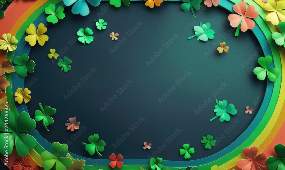 St. Patrick's Day background with clover leaves. Space for text. Card template.