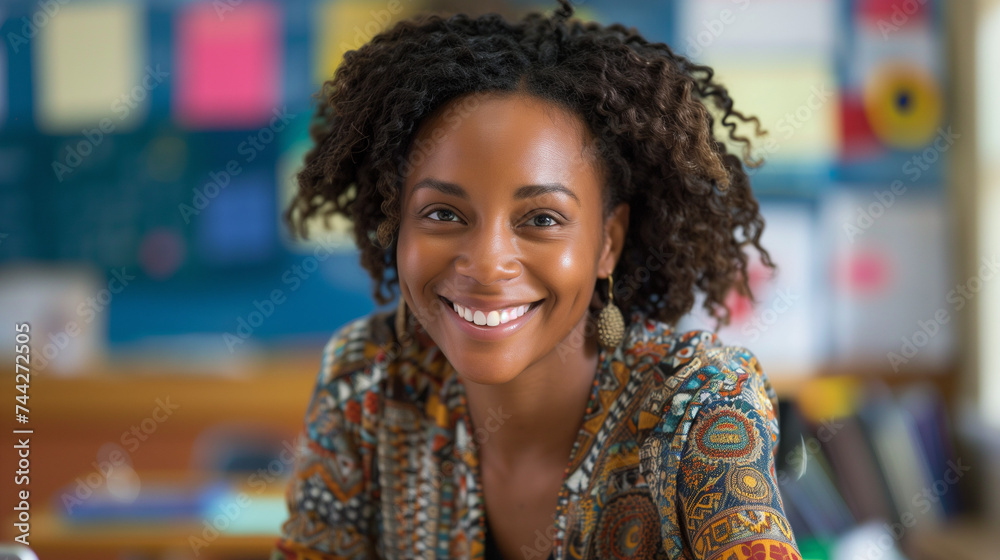 Smiling Teacher in a Classroom Smiling Teacher in a Classroom