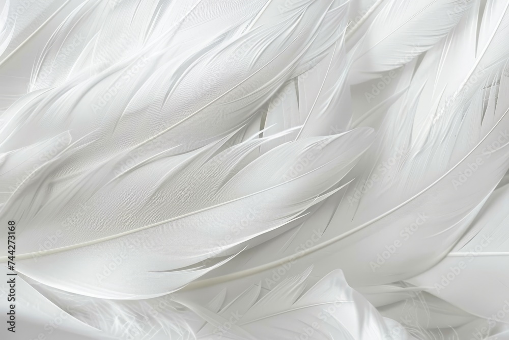Fototapeta premium Ethereal white feathers closeup.