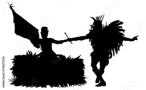 samba, baile, brasil, danza, carnaval, silueta, color, vector, pegatina, plumas, traje,  ilustracion, angel, diablo