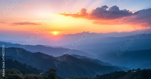 The Vivid Orange Sunset Over South Asia s Mountains as Winter Approaches