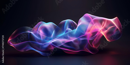 Abstract fluid 3d render holographic neon curved wave in motion dark background. Gradient design element for banners, backgrounds, wallpapers and covers and others © Alexandr