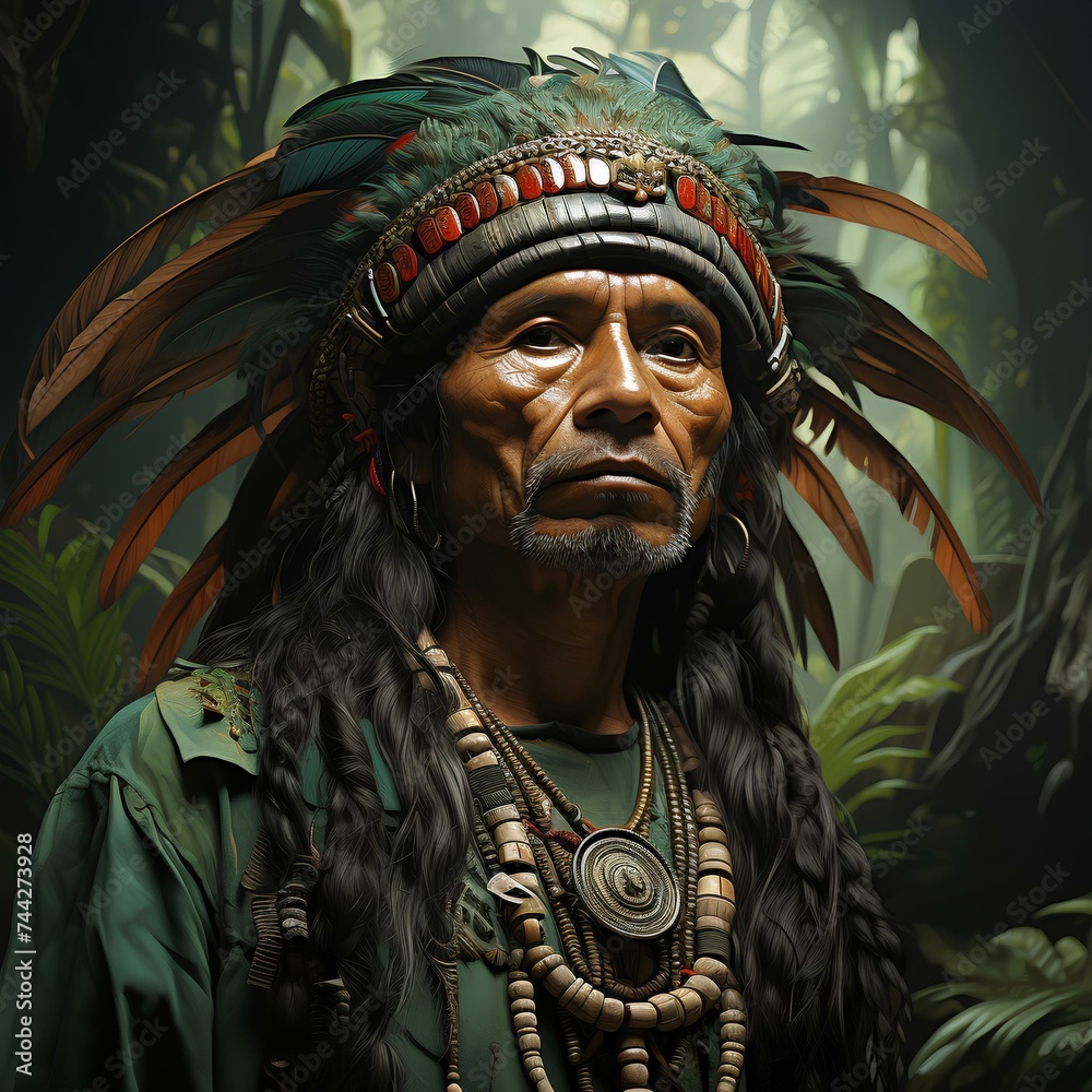 Artificial Intelligence image of a man from the Aztec civilization Artificial Intelligence image of a man from the Aztec civilization