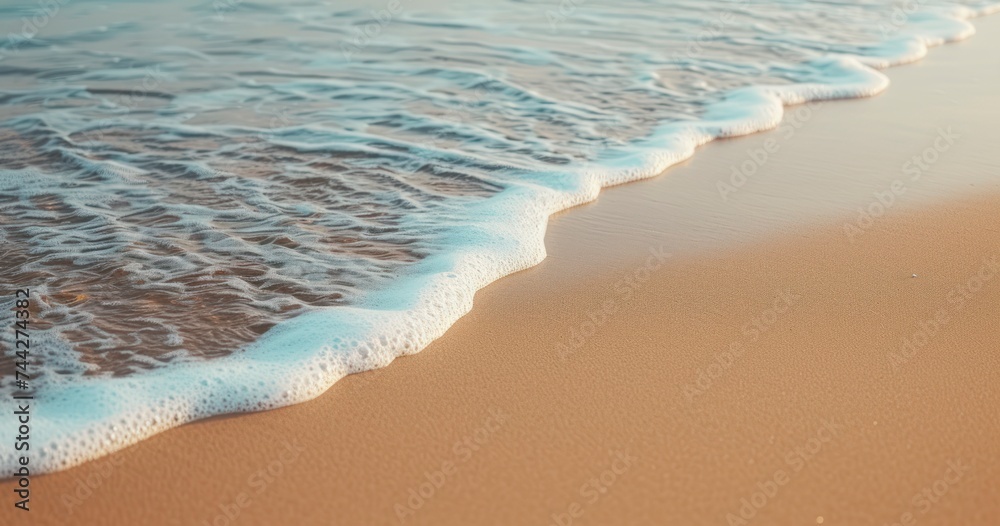 A Serene Snapshot of Gentle Waves Lapping Against Smooth Shoreline Sands