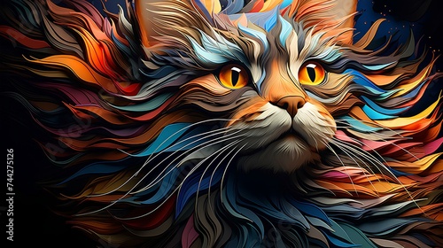 Wallpaper or background  of an adorable cat illustration  for graphic resources or for the web