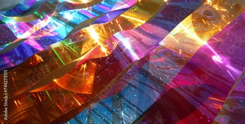 Celestial Ribbons: Rainbow Holographic Strips in the Air on Light_Generative AI