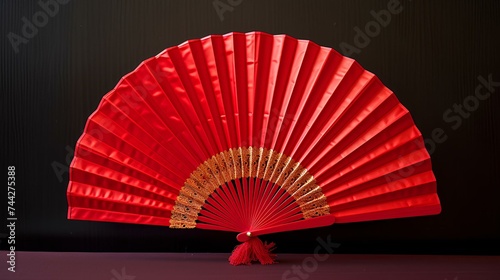 Red Chinese style paper fan