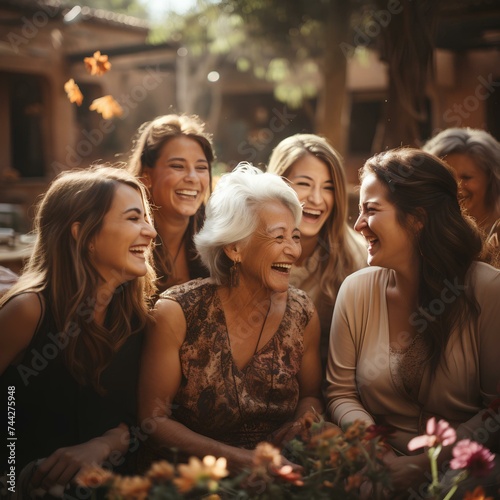 Latin women of different ages celebrate together Women's Day, which is celebrated on March 8