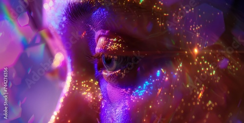 Luminous Spectrum: Neon Glows with Rainbow and Purple Colors, Shining in the Light_Generative AI