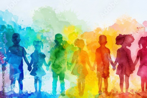 LGBTQ Pride identity. Rainbow well being colorful vine diversity Flag. Gradient motley colored illustration LGBT rights parade festival pride support groups diverse gender illustration © Leo