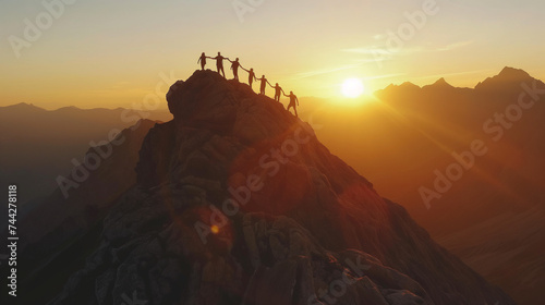 Group of People Standing on Top of a Mountain © mattegg