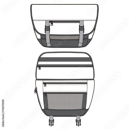 Messenger Bag Design Flat Sketch Vector Illustration