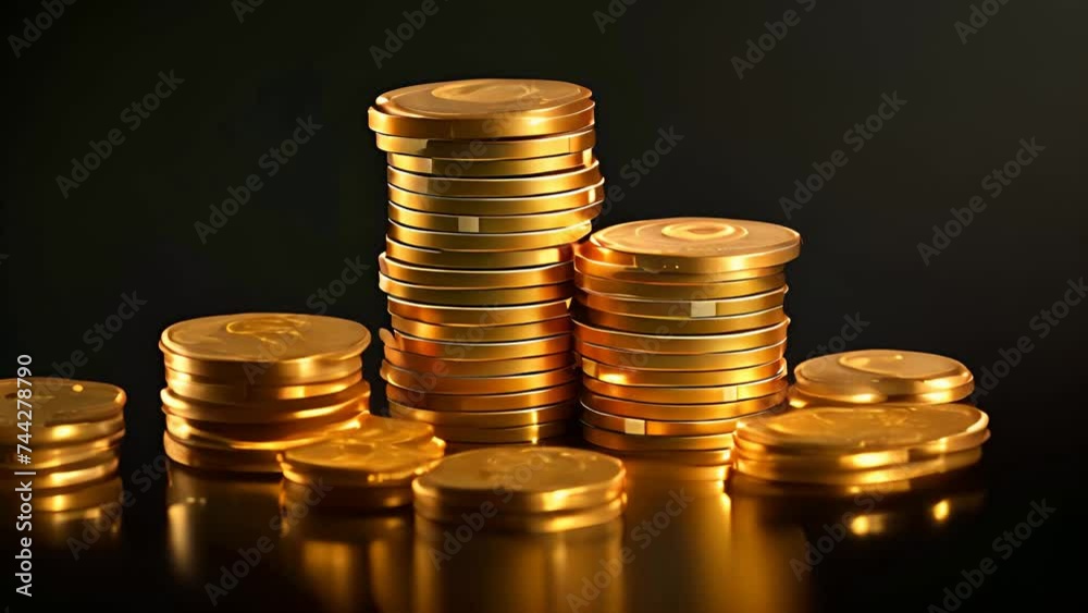 Stack of Gold Coins on Table Generative AI Stack of Gold Coins on Table Generative AI