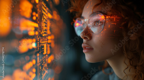 A virtual realityinspired image depicts a user interacting with a holographic display of their financial profile. The users projected avatar can modify and optimize tax plans