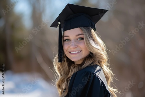 Graduate girl smiling happily