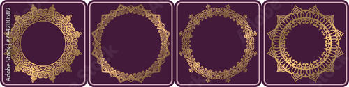 Photos invitation card design elements set. luxury art frame.