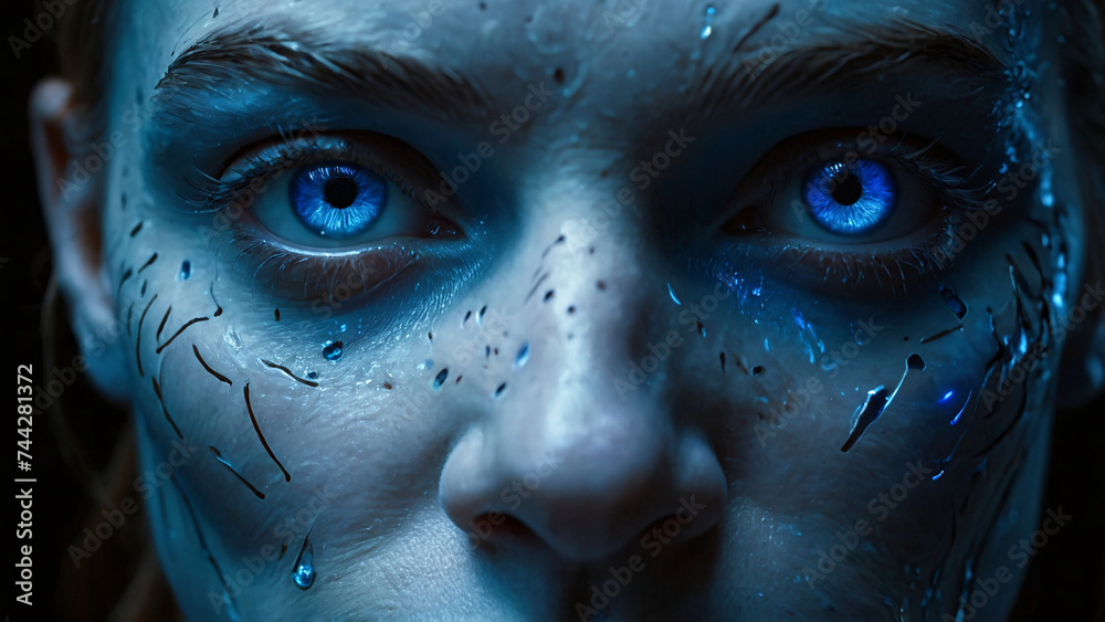 Enigmatic Gaze: Ultra-Realistic Cinematic Close-Up Shot of Blue Eye 