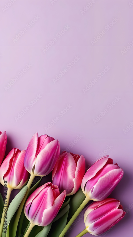 Tulip flowers on a pastel lavender background Tulip flowers on a pastel lavender background