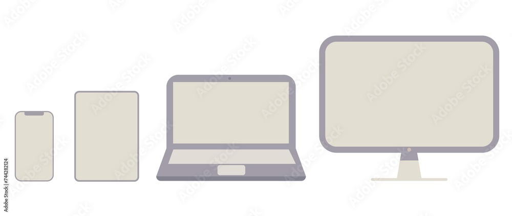 Flat contamination. Realistic set of monitor, laptop, tablet, smartphone.. Flat contamination. Realistic set of monitor, laptop, tablet, smartphone..