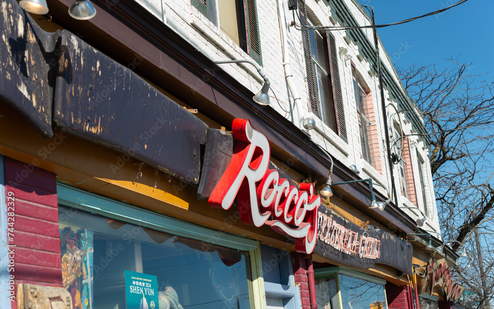 exterior building facade and sign of Rocco's Plum Tomato The Original