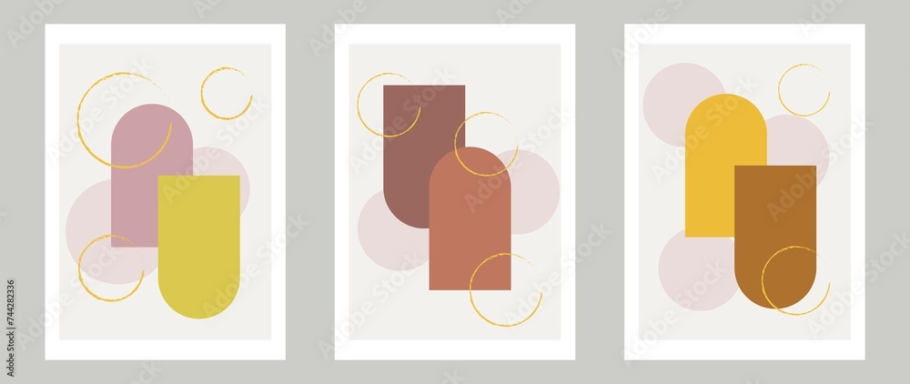 Flat illustration. Abstract background. Modern artistic wallpaper. Geometric multicolored style with golden circles. Perfect for home decor, wall art, poster, invitation and cover... Flat illustration. Abstract background. Modern artistic wallpaper. Geometric multicolored style with golden circles. Perfect for home decor, wall art, poster, invitation and cover...