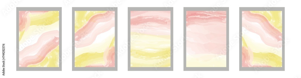 Illustration set. Pink and yellow background for screensaver, cover and more...